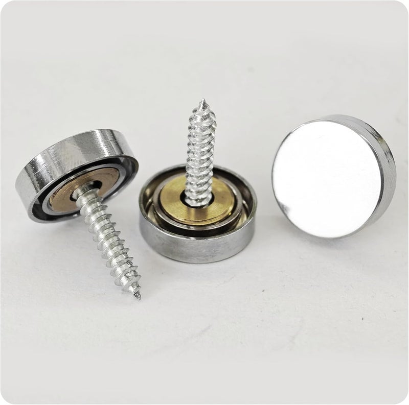 AUXBC 12PCS 3/5" Mirror Screws Decorative Cover Caps, Sign Advertising Screws, Mirror Screw Fasteners Nails, Chrome - Image 4